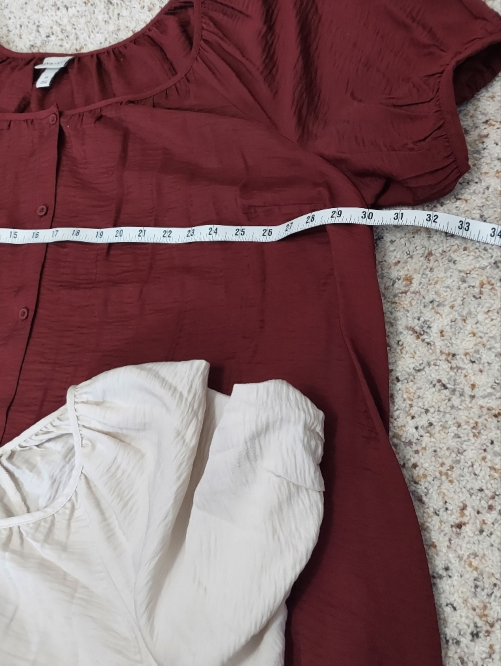 Ava & Viv Short Sleeve Button Down Top Bundle(2qty) Cream And Burgundy 3X NWOT - Picture 8 of 9